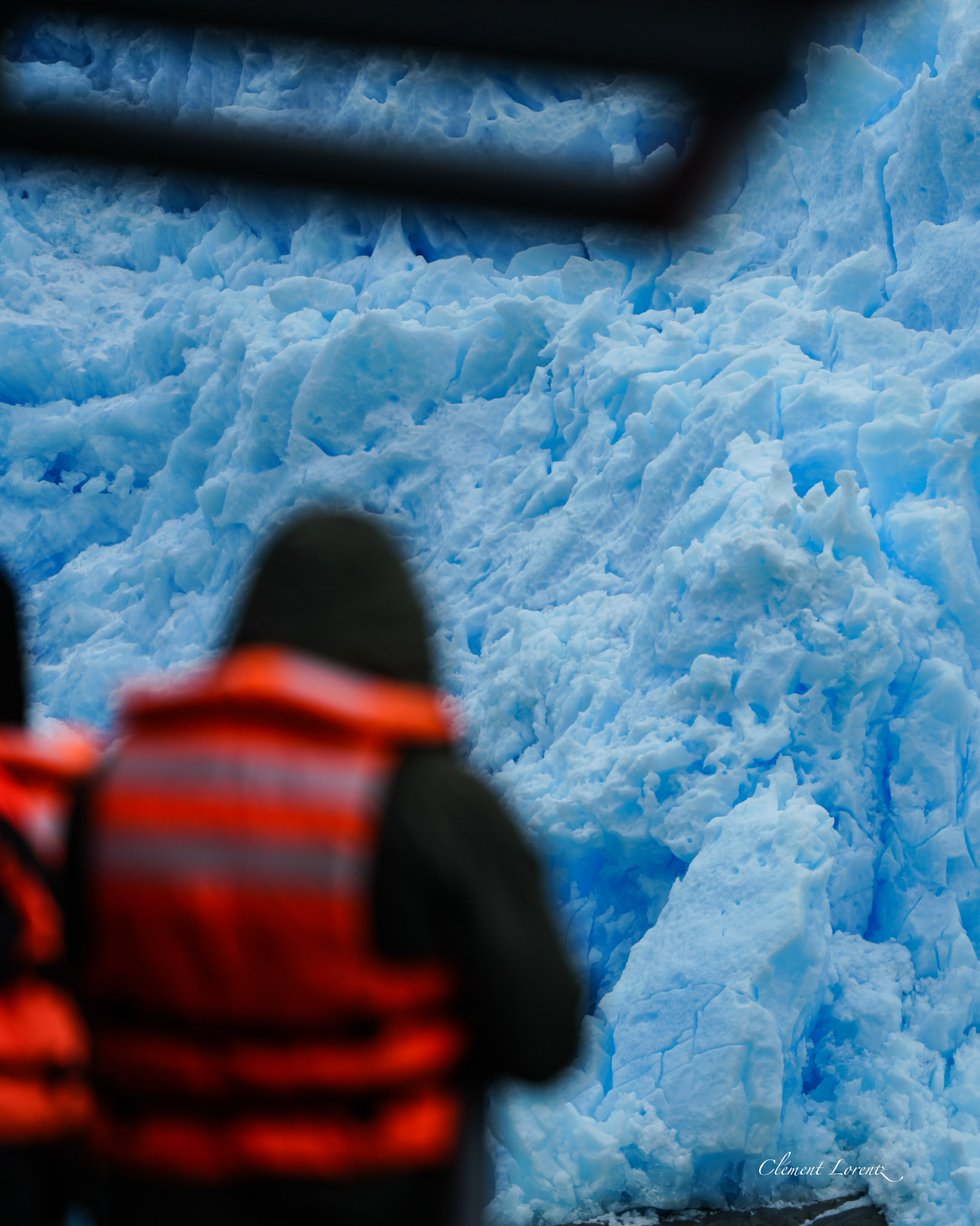 Glacier viewed from the deck of a boat in Tierra del Fuego